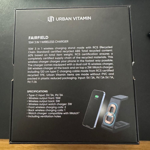 Urban Vitamin Fairfield 3 in 1 wireless charger new