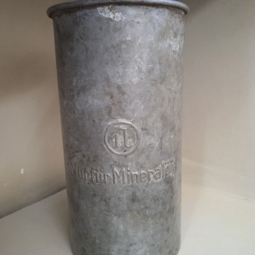 Metal galvanized canister 1lt vintage East Germany DDR used