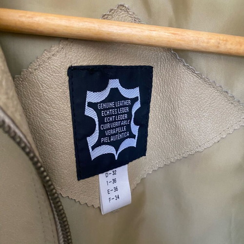 Beige leather women's jacket new, size small