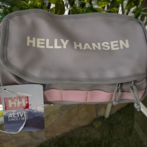 Helly Hansen waterproof travel wash bag new, grey with pink details