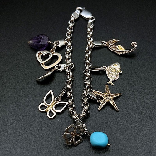 Korifidis Silver Bracelet with Charms (925) like new