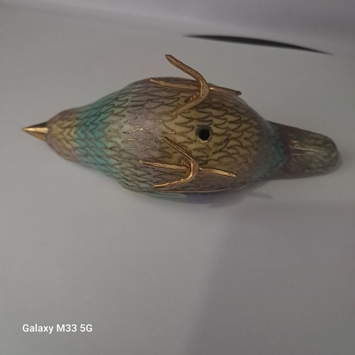 Vintage cloisonné decorative bird figurine