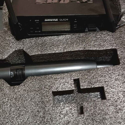 Shure Beta 58a GLXD4 wireless microphone used with case