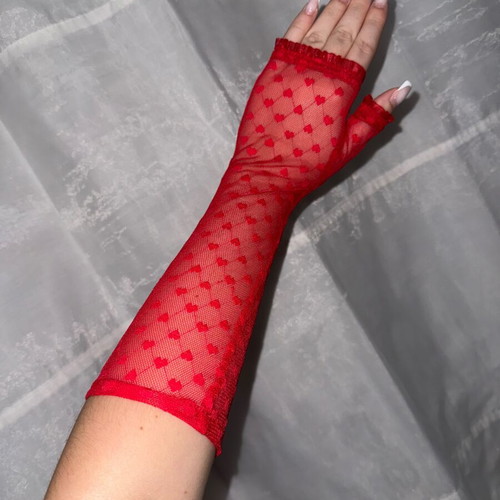 Red gloves with hearts like new