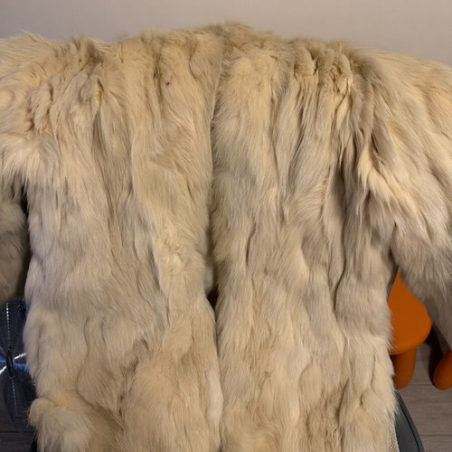 Mink fur coat like new, size M, white and brown