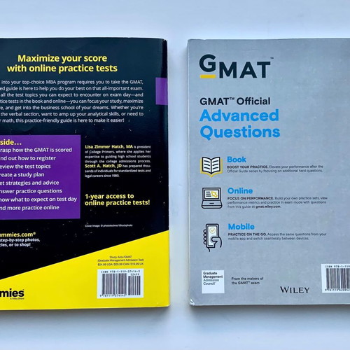 2 Volumes GMAT For Dummies Online Practice Tests and GMAT Official Advanced Questions new