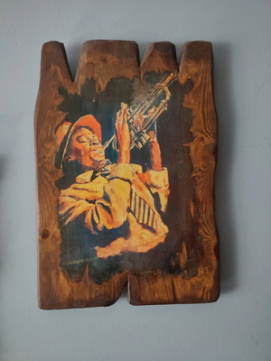 Wooden wall decoration Trumpet Player by Hazel Soan like new
