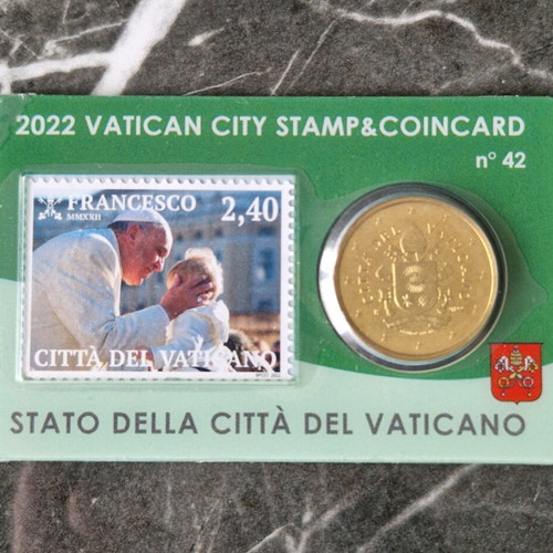 Vatican Coin Card 2022 50 Cent new with coin and stamp