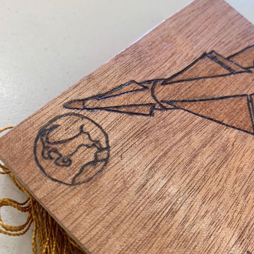 Military pyrography used, Crete, commemorative tabletop