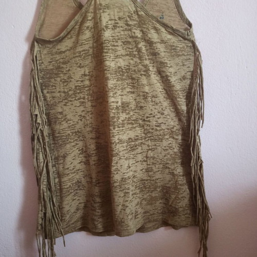 Attrattivo women's brown top small like new with fringes and sporty back
