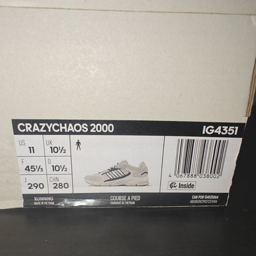 Adidas Crazychaos 2000 new athletic shoes size 45 white and silver