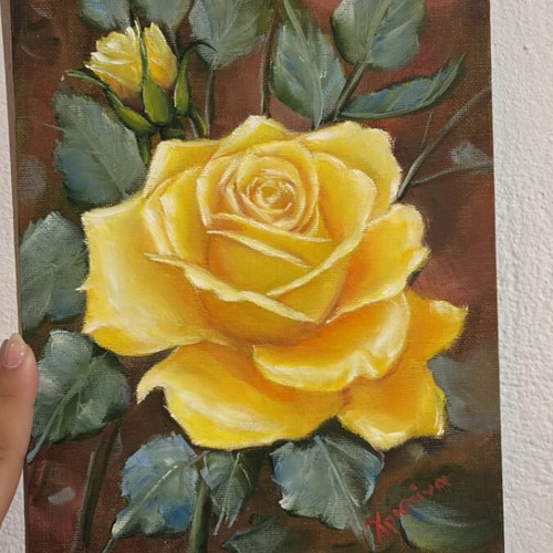 Handmade oil painting on cardboard