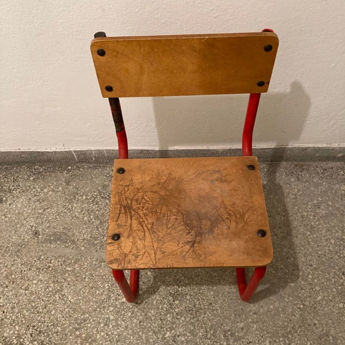 Children's chair from the 70s used, wood metal
