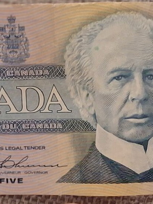 5 Canadian dollars banknote 1986