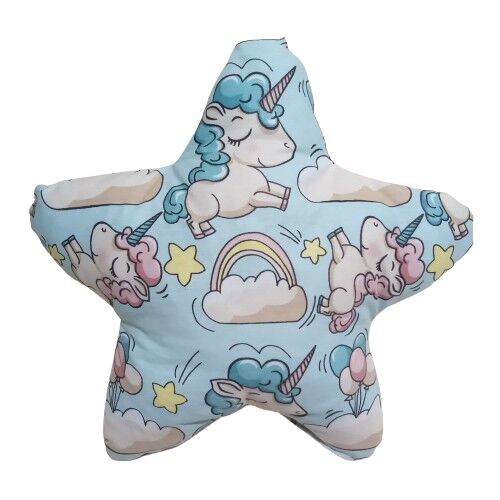 Set of 2 cloud and star pillows in veraman with unicorns made to order