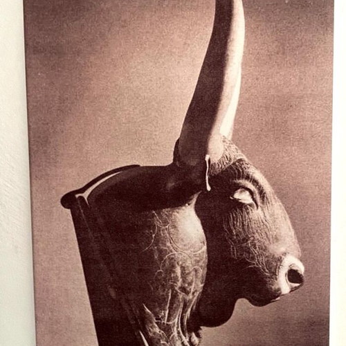 Canvas print with artistic bull depiction vintage style