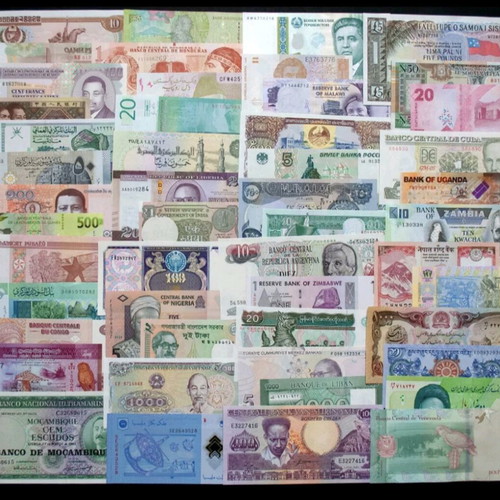 Uncirculated banknotes new, lot of 50 different countries