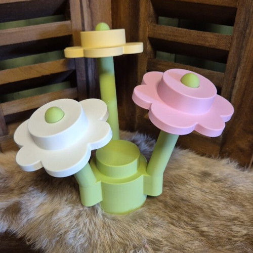 Lego-style flower 3D print, 18 cm high