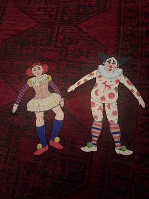 Vintage Wooden Jumping Jacks Set Clown & Acrobat like new