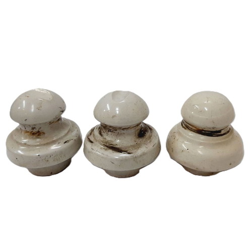 Levira porcelain electric insulators, capsule shape, vintage, set of 3