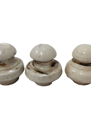 Levira porcelain electric insulators, capsule shape, vintage, set of 3