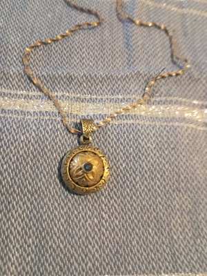 Silver-gold pendant 925 with 14k gold and blue sapphire like new