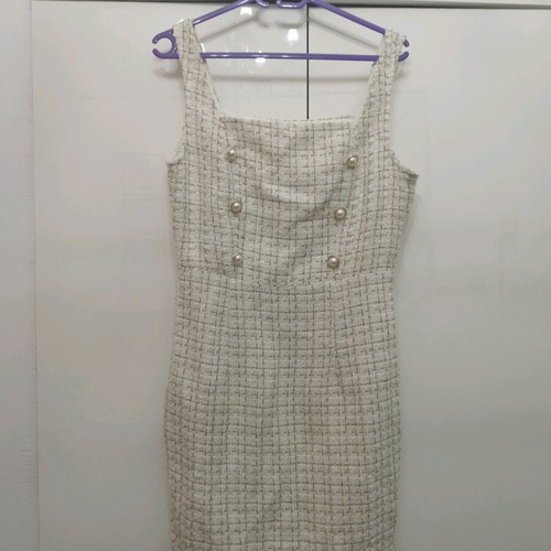 Shein white tweed dress new, size M