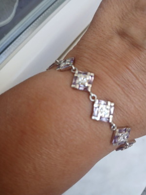 925 silver bracelet with zirconia and steel chain extension up to 19 cm