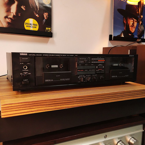Yamaha KX-W202 vintage double cassette deck used, black