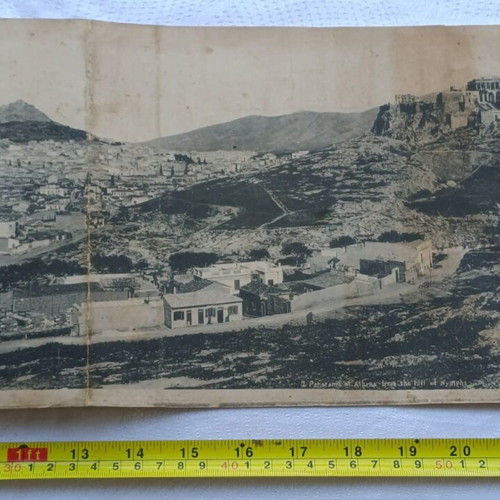 Large photo used on cardboard, general view of Athens around 1900