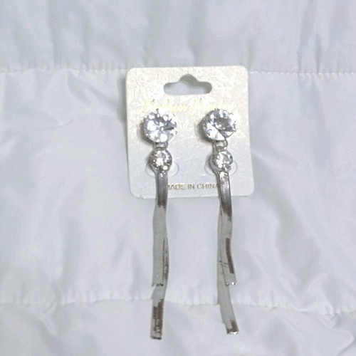 Strass earrings new silver shiny dangle