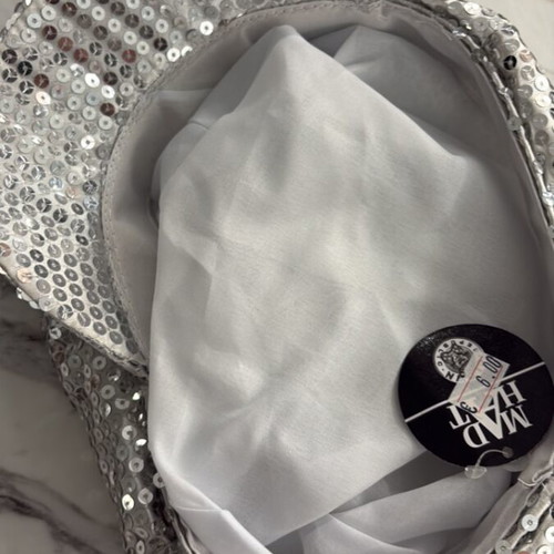 Newsboy hat with silver sequins 70s new