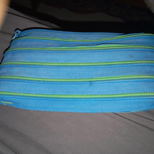 ZiPit vintage toiletry bag like new, textile with neon zipper