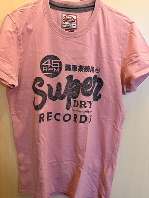 SuperDry Vintage Records 45 RPM men's T-shirt salmon size M like new