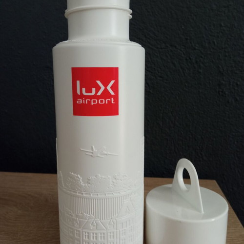 Lux-Airport Luxemburg Airport water bottle like new, white reusable