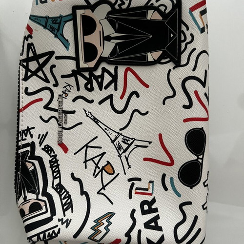 Karl Lagerfeld Paris Graffiti toiletry bag new, white multicolor
