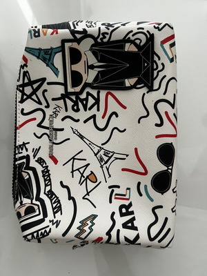 Karl Lagerfeld Paris Graffiti τσάντα-νεσεσέρ καινούργιο, άσπρο πολύχρωμο