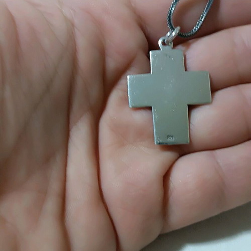 Byzantine silver cross 925 with garnet stone new