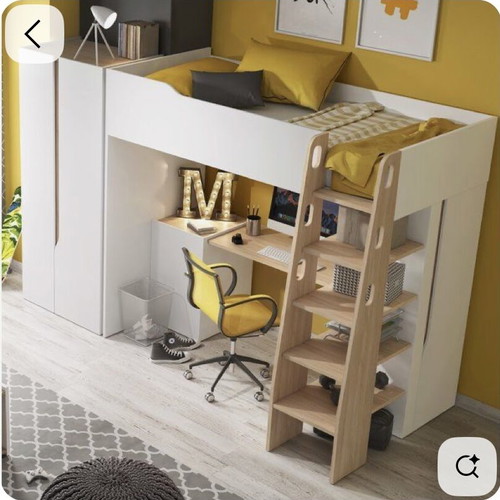 Multifunctional Loft Bed with Desk, Cabinets and Shelves like new