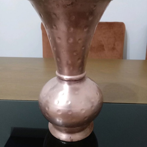 Copper vase used, vintage hammered 22x12cm