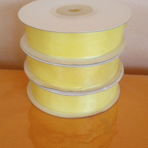 Organza ribbons pack of 3, 2 cm width, new, yellow