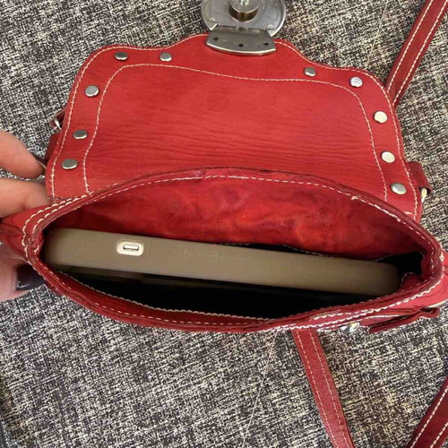 Gianna Kazakou shoulder bag used, red, leather and fabric
