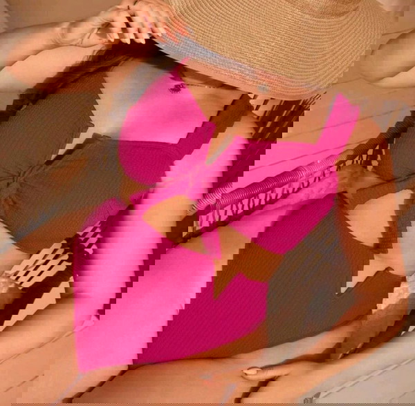 Swimwear plus size hot pink 2xl