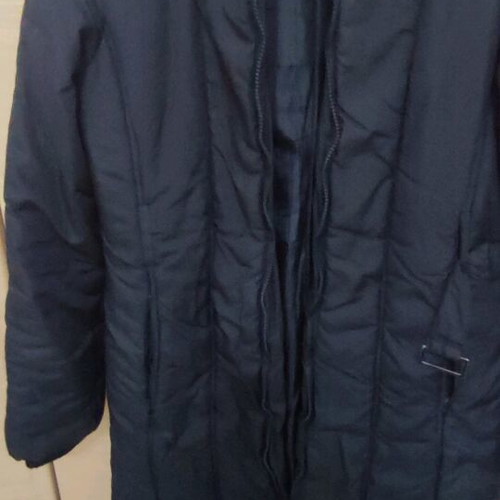 Long jacket like new, size L, black with belt and lining