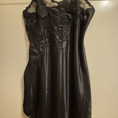 Satin nightgown used with lace bust, black, size L