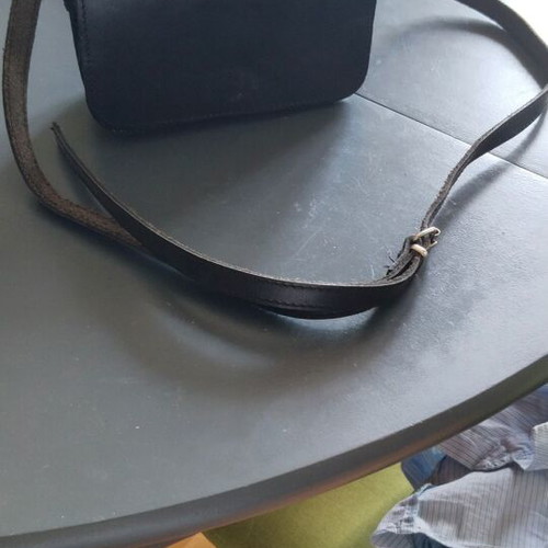 Women's crossbody bag like new, black genuine leather, Greek made