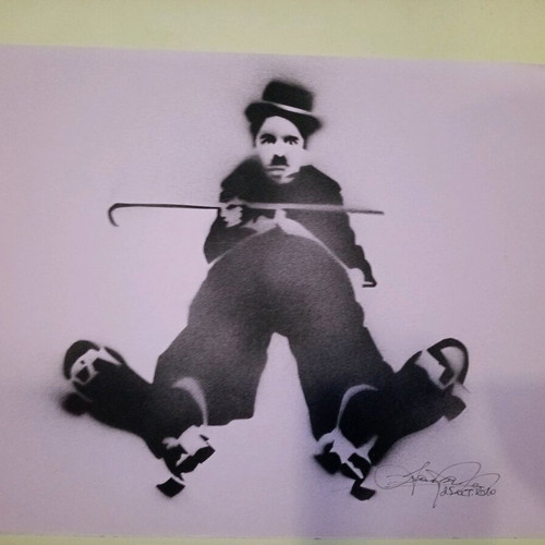 Charlot Charlie Chaplin stencil art like new