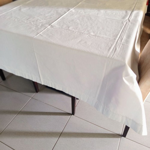 Tablecloth handmade classic white cotton 200x175 cm like new