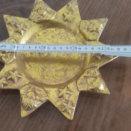 Ceramic Christmas decorative plate like new in golden shades