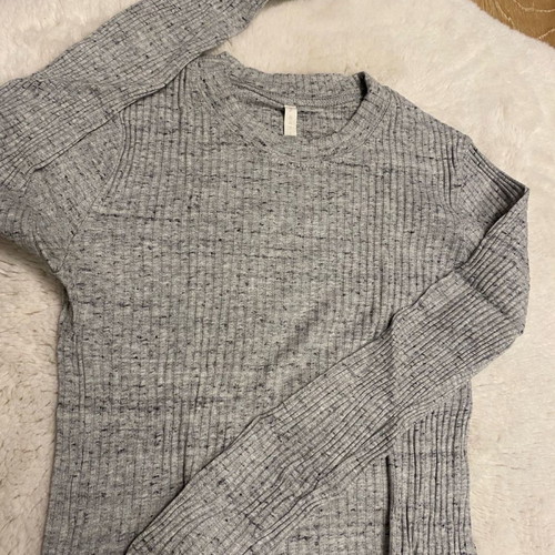 Stradivarius fitted ribbed blouse used, gray, size S